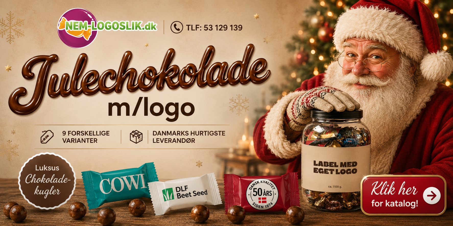 julechokolade med logo nem logo slik.dk